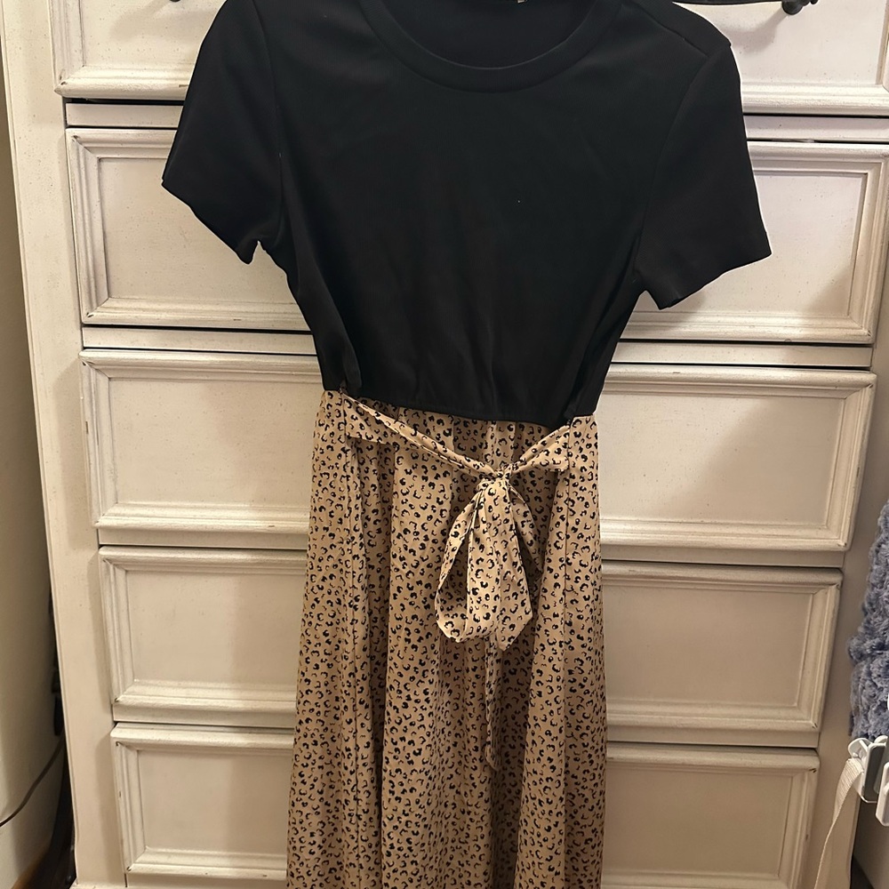 Amazon Black and Tan Midi Dress